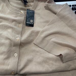 Short Sleeve Cream Sweater Button Up
